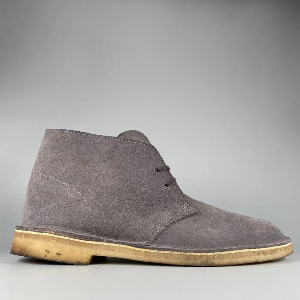 Clarks Bushacre Men's Size 11 M Gray Suede Chukka Ankle Boots Casual Lace Up GUC